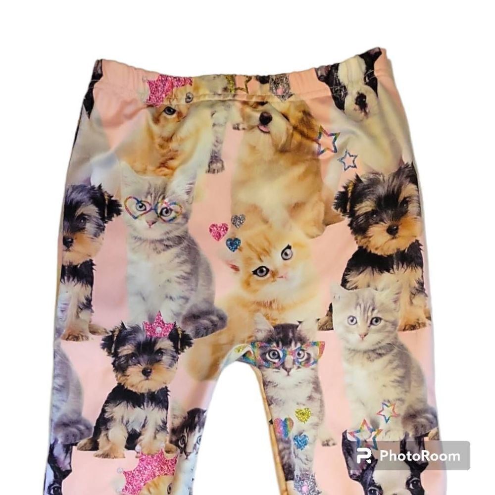 Capelli Kids Puppy and Kitten Pink Leggings. Girls Size M/L